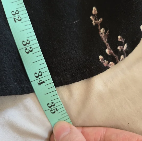 Soyaconcept | Black Floral Button-Front Tunic Top w/ Pink Branch Print, Size S - Picture 7 of 10